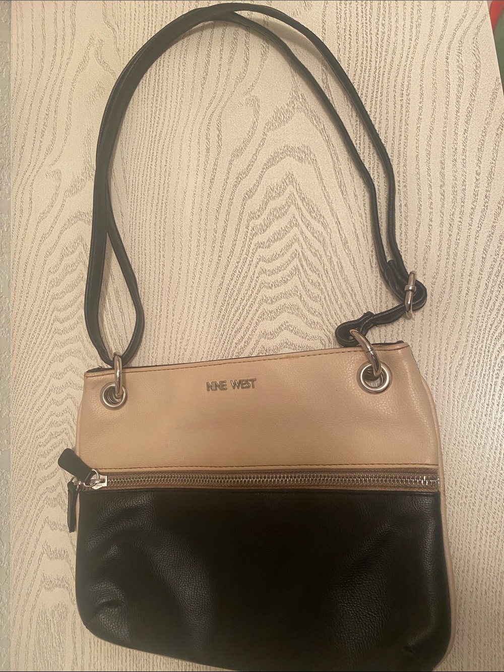 Nine West Black and Beige Shoulder Crossbody Bag